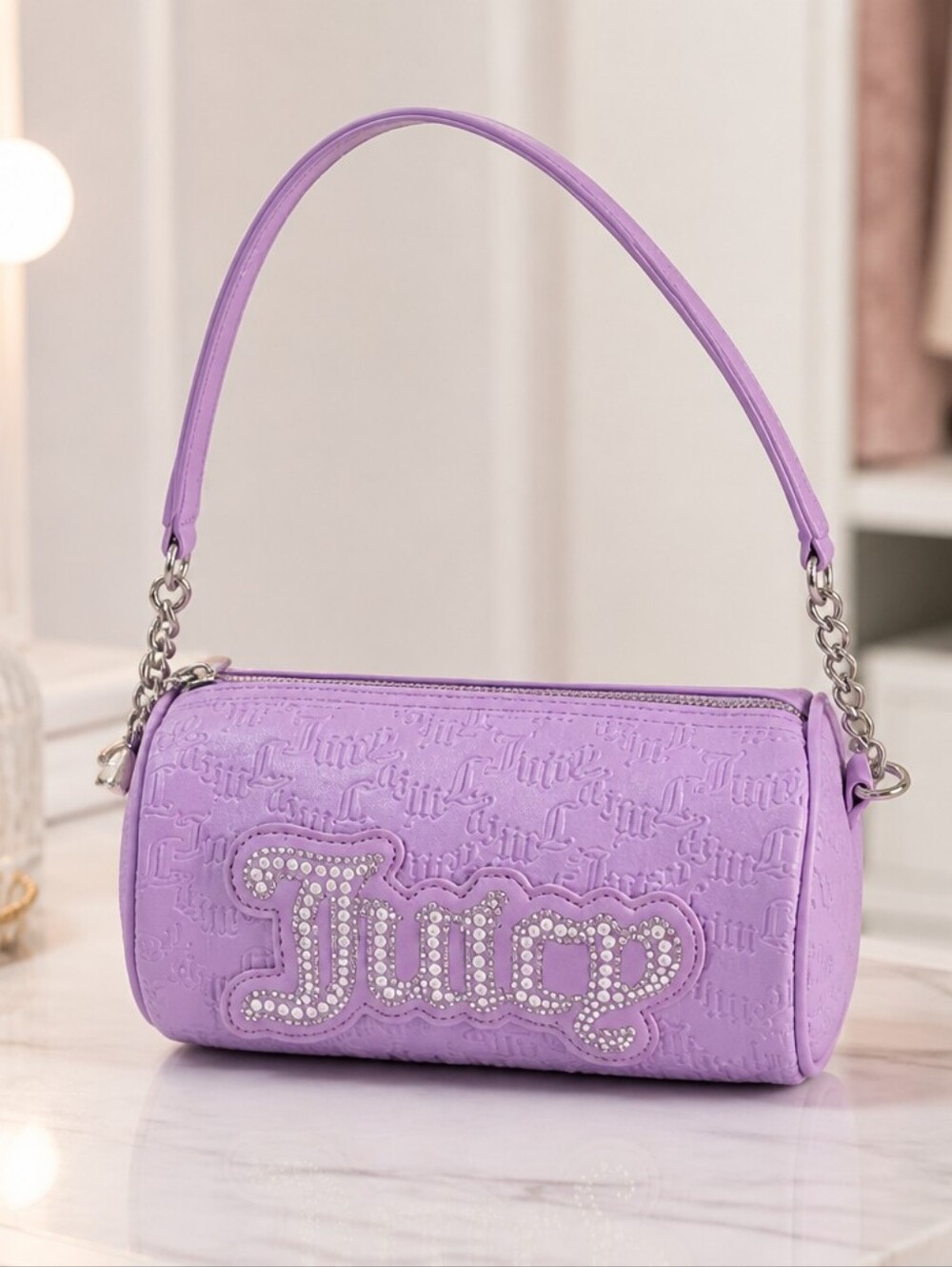 Juicy Couture Lavender Quilted Logo Shoulder Bag